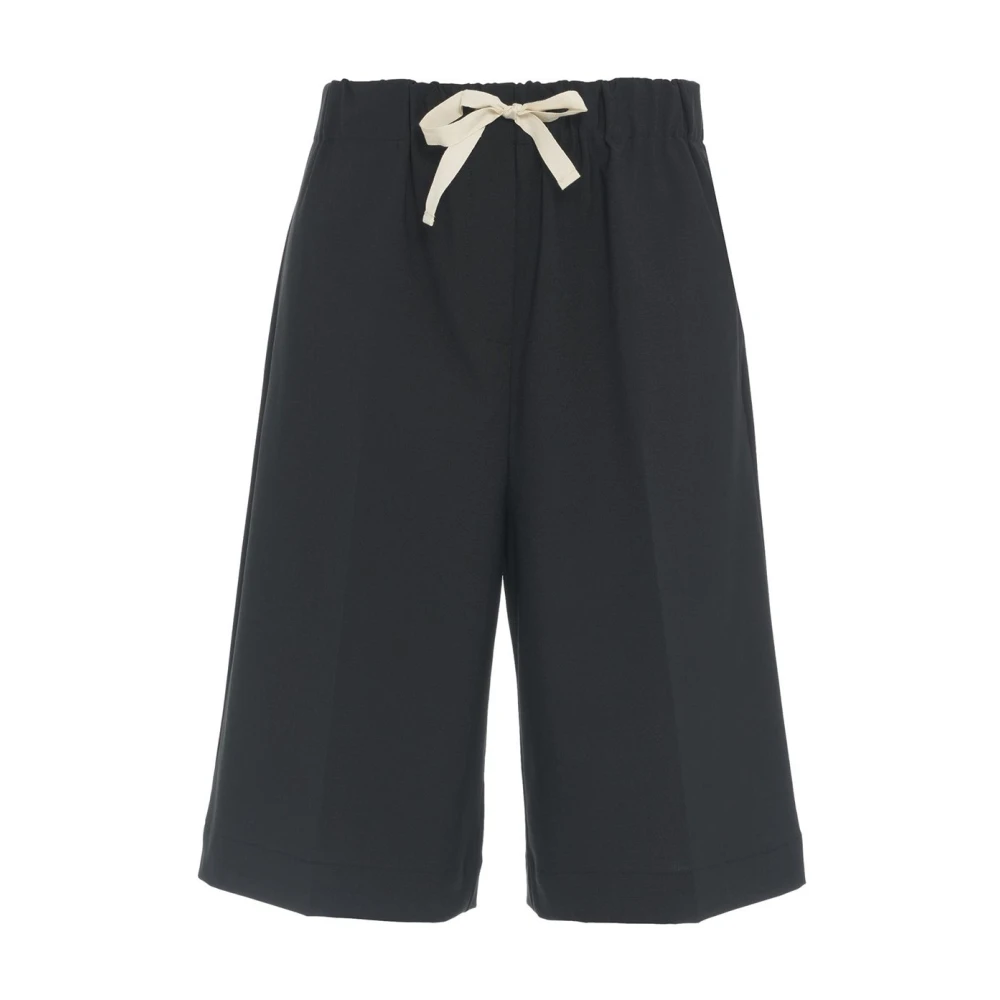 Semicouture Zwarte Bermuda Shorts Wolmix Black Dames