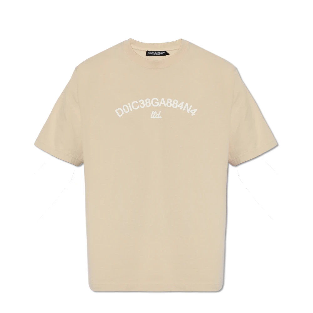 Dolce & Gabbana Bedrukt T-shirt Beige Heren