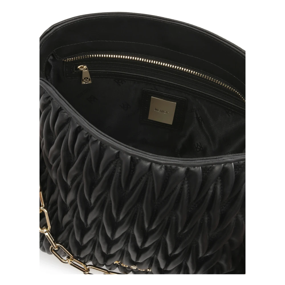 Kazar Gewatteerde zwarte handtas met ketting en afneembare band Black Dames