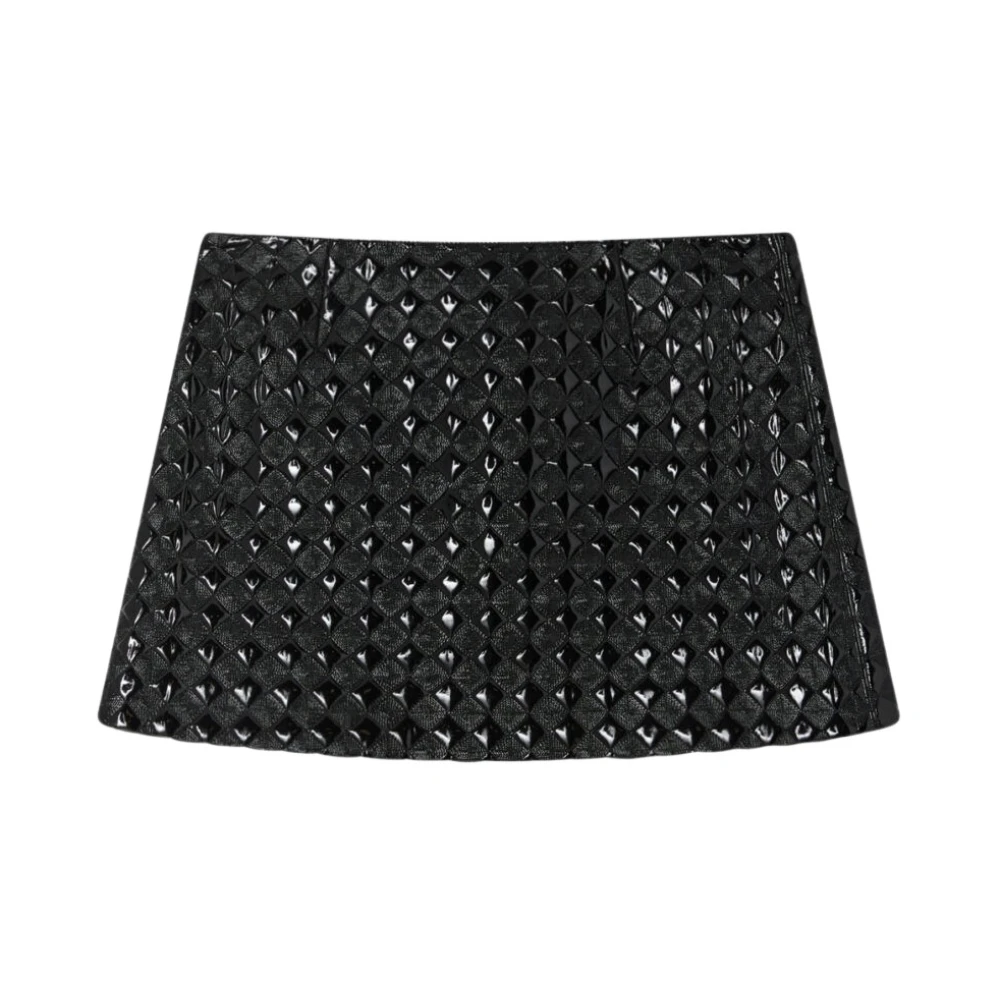 Pinko Gewatteerde lakleren minirok Black Dames