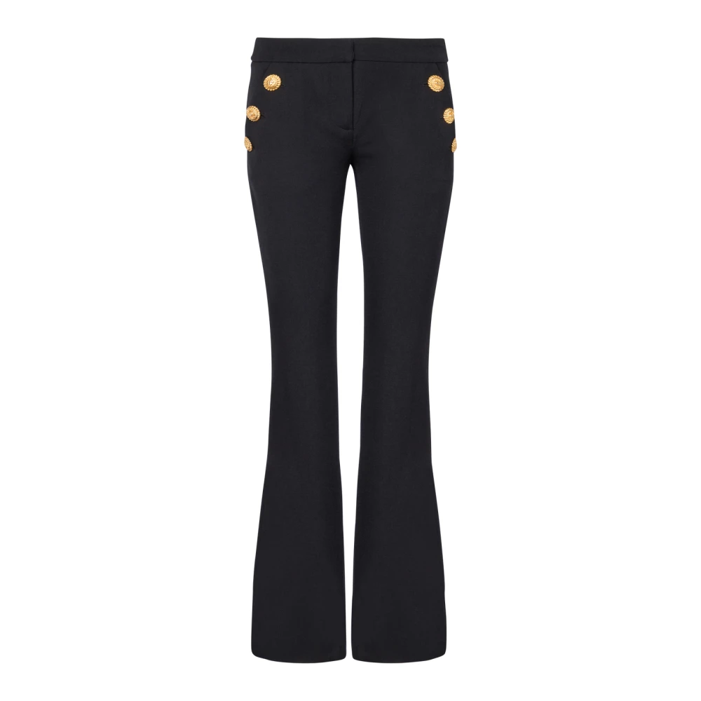 Balmain Uitlopende broek met knopen Black Dames