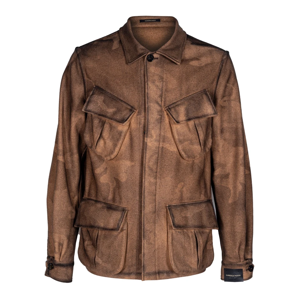 Gabriele Pasini Heren wollen jas met geborstelde textuur Brown Heren