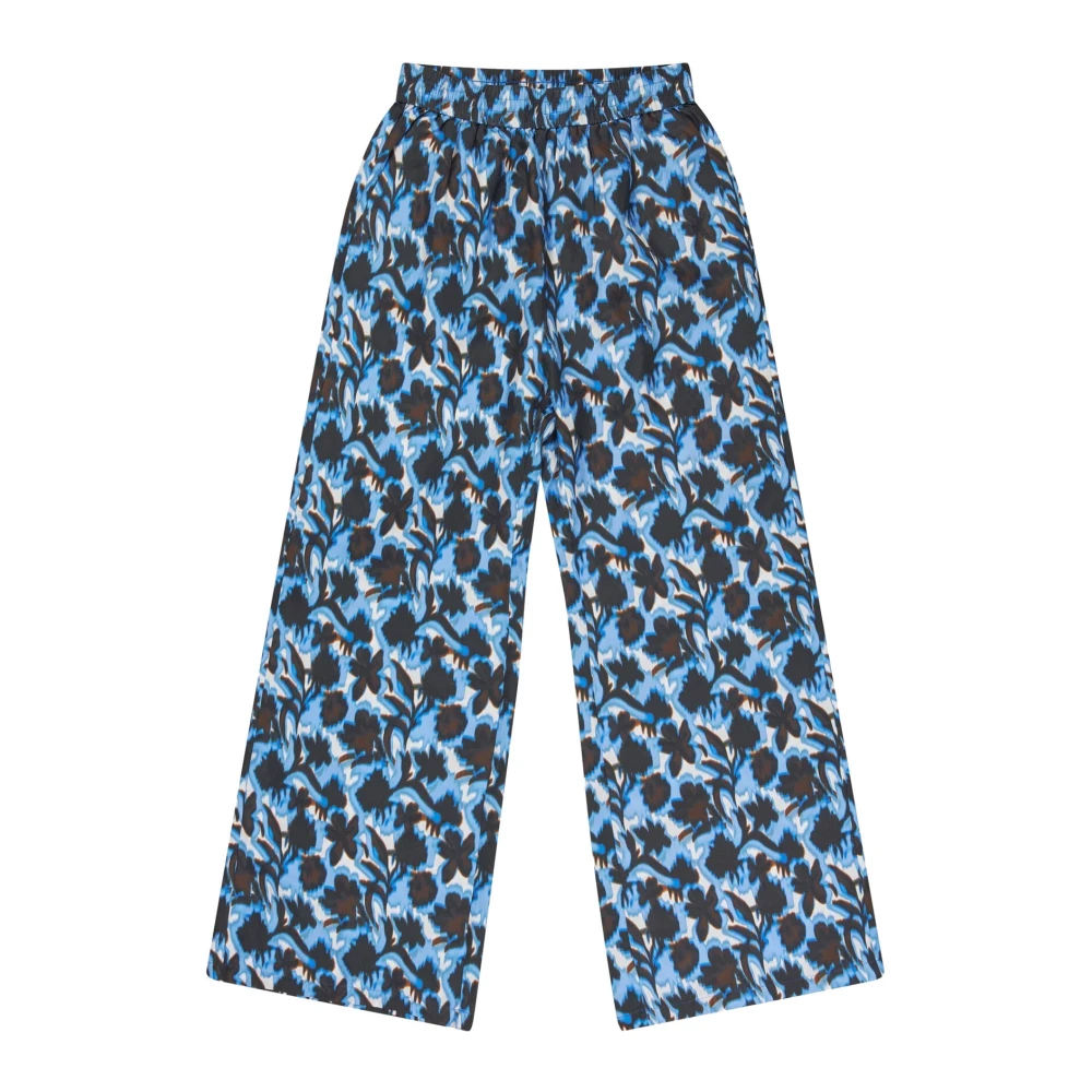 Munthe Blauwe Zijden Wijde Pijp Broek Multicolor Dames