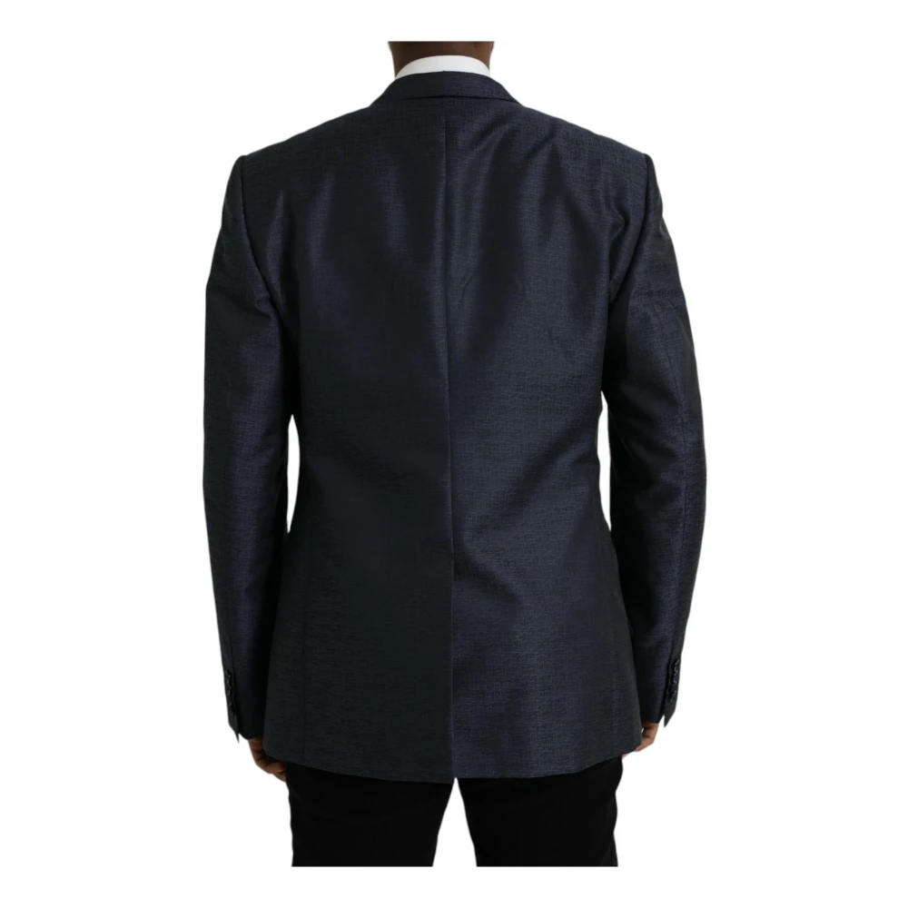 Dolce & Gabbana Blauwe Wol Blazer Enkel Breasted Blue Heren