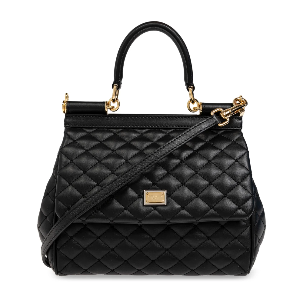 Dolce & Gabbana Zwarte Diamond-Quilted Schoudertas Black Dames