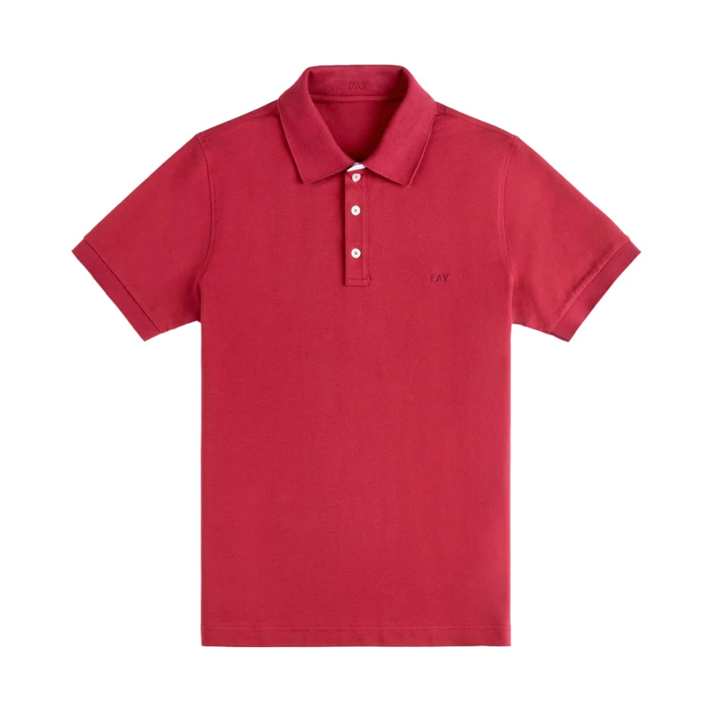 Fay Men's Red Polo Shirts, Xl, Polo In Piquet Stretch