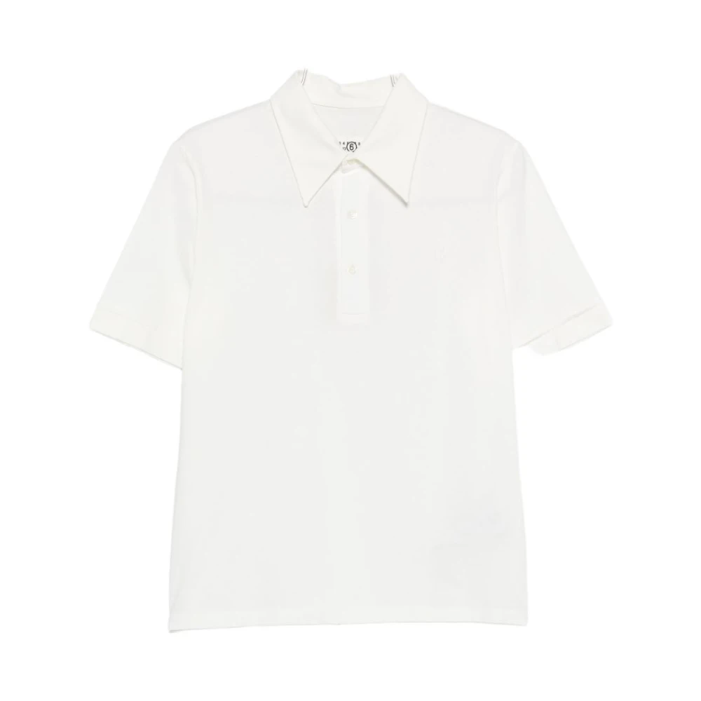 Mm6 Maison Margiela Men's White Polo Shirts, Xl, Short-Sleeve Polo Shirt
