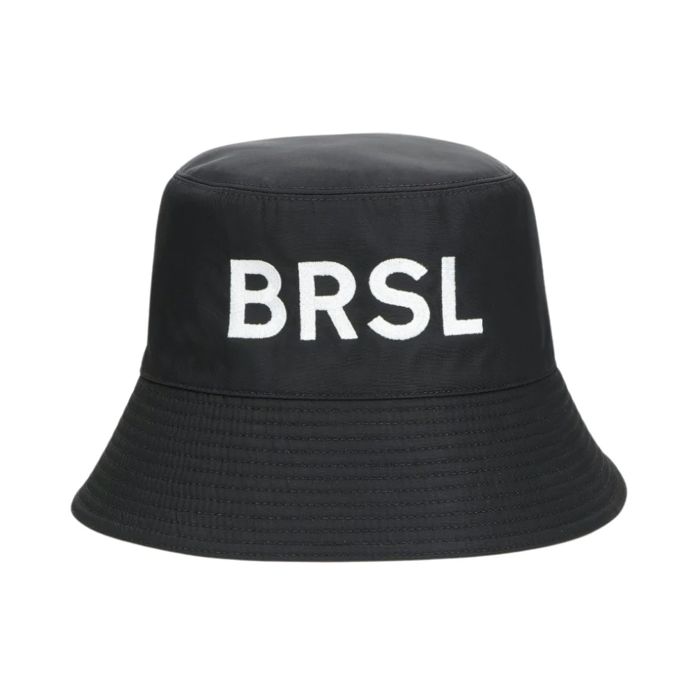 Borsalino Waterdichte Nylon Bucket Hat met Borduursel Black Unisex