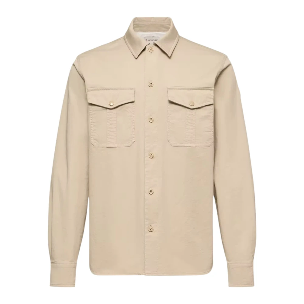 Moncler Chemise À Manches Longues En Gabardine De Mélange De Coton Homme Chemises Beige M