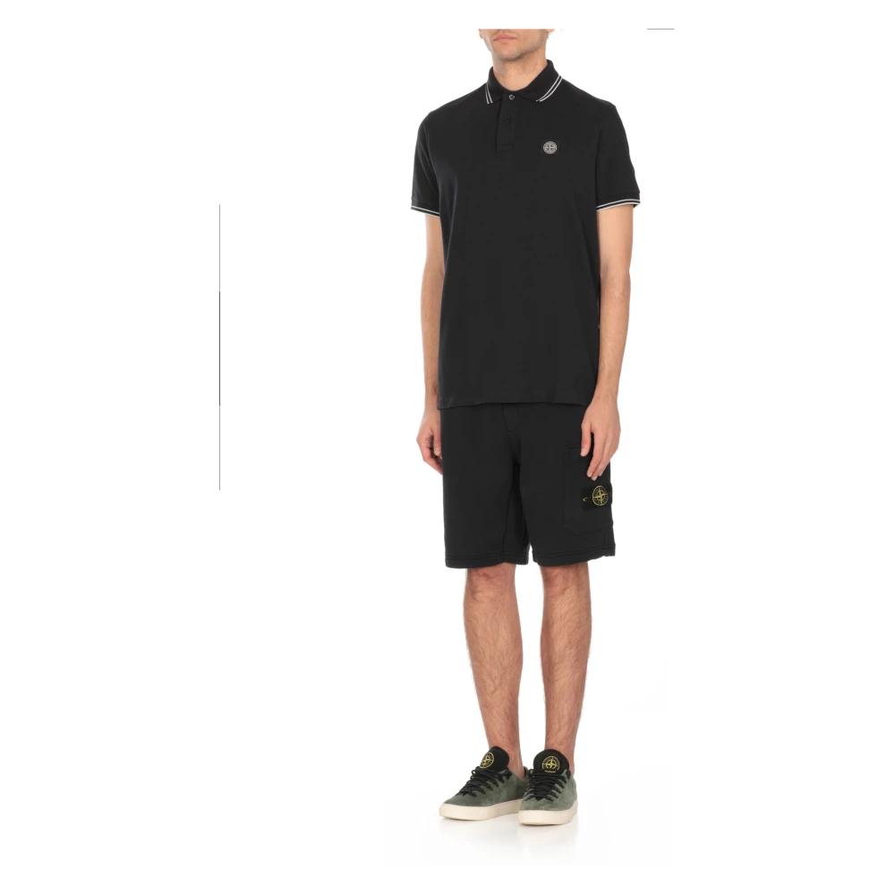 Stone Island Blauw Katoenen Poloshirt met Logopatch Blue Heren