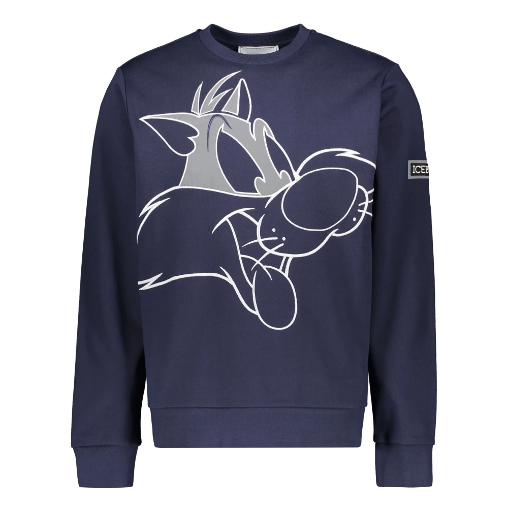 Iceberg Geborduurde katoenen sweatshirt Blue Heren