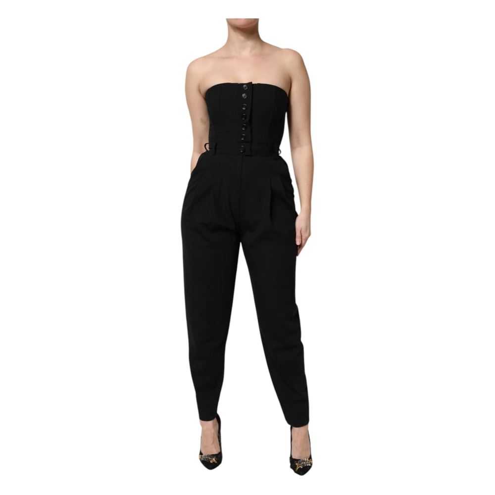 Dolce & Gabbana Women's Black Wool Strapless Jumpsuit Dress - Jumpsuits - Xs - Jumpsuits & Playsuits