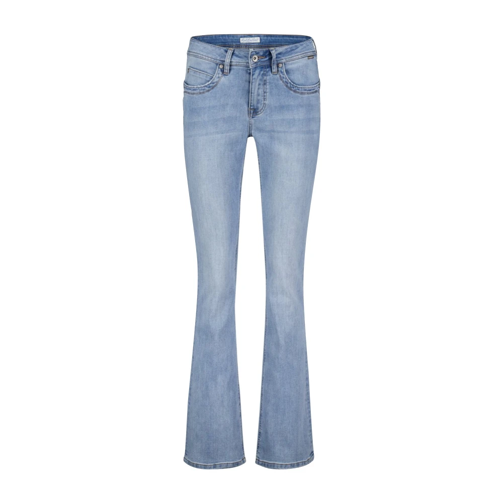Red Button Flared Leg Boot-cut Jeans Blue Dames