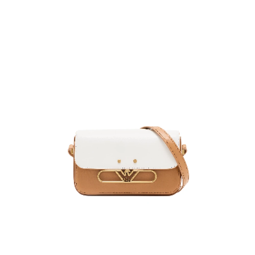 Emporio Armani Vrouw Bruin Tassen Dames, One Size, Katoen, Leren Schoudertas Met Metalen Adelaar Logo