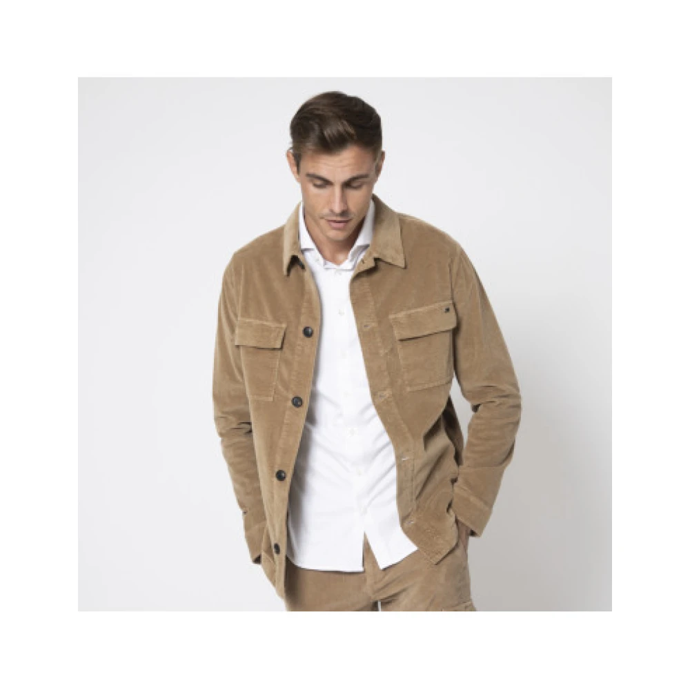 Mason's Bruine Corduroy Overshirt met knoopsluiting Brown Heren