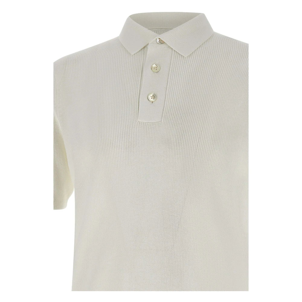 Filippo De Laurentiis Katoenen Crepe Poloshirt Wit White Heren