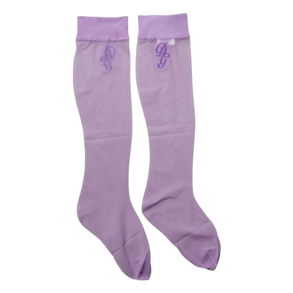 Dolce & Gabbana , Socks, Female, Purple, One Size, Purple Knee High Sheer Nylon Accessory Socks - Image 1