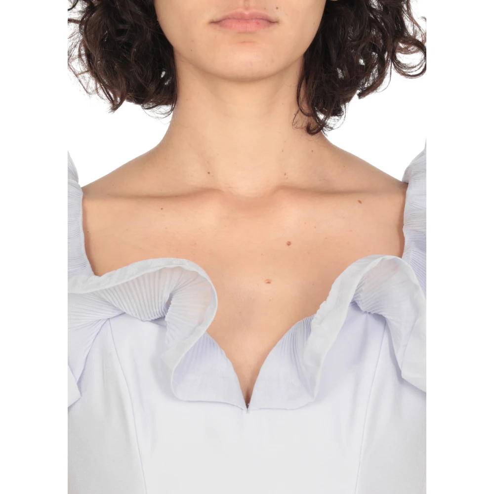 Zimmermann Lichtblauwe Jurk met Hartvormige Hals en Volants Blue Dames