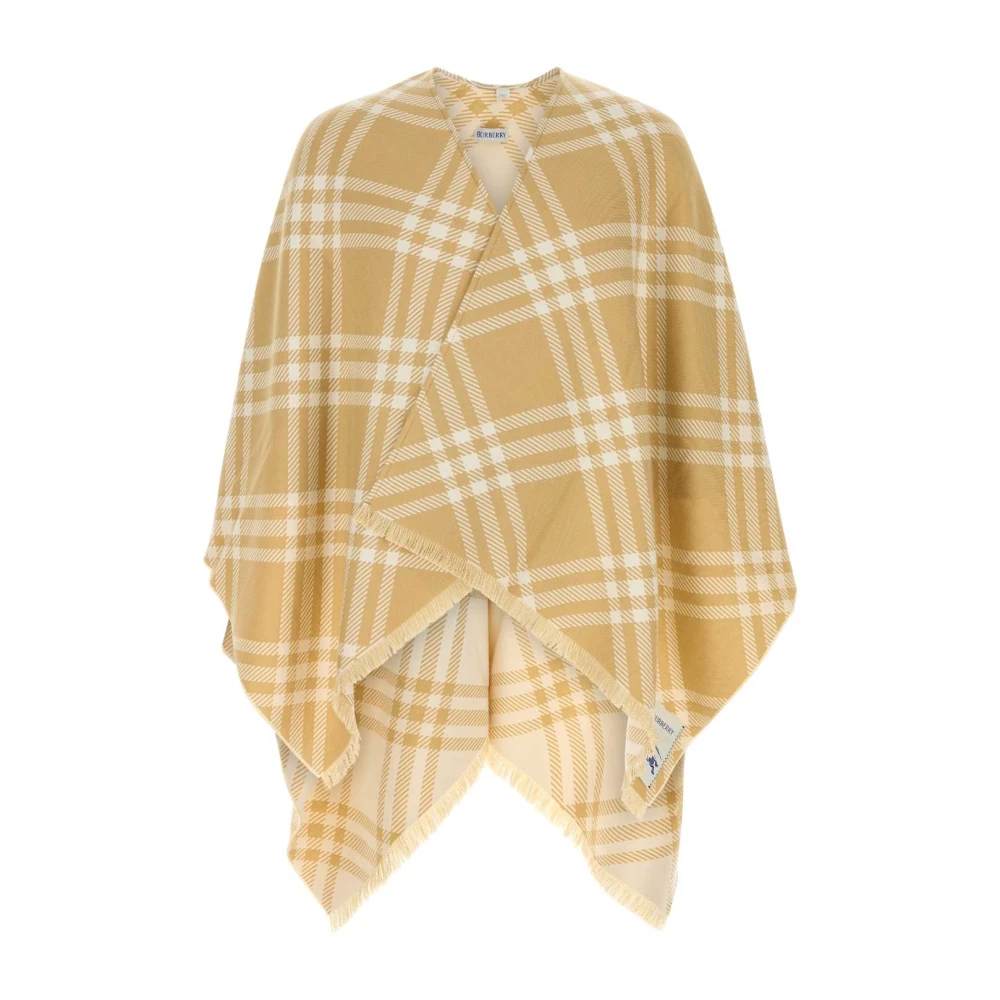 Burberry Beige Ponchos, Unisex, One Size, Embroidered Wool Blend Cape