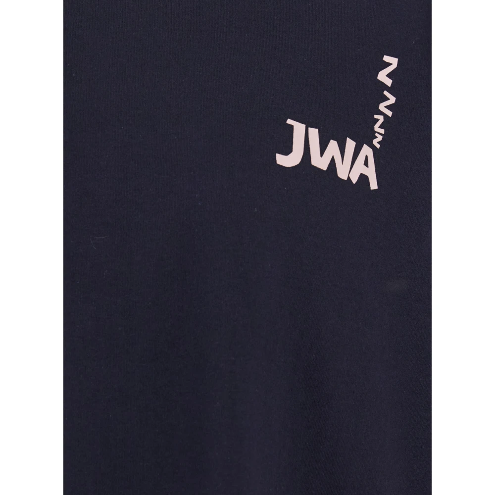 JW Anderson Blauw Crewneck T-shirt met Logo Detail Blue Heren