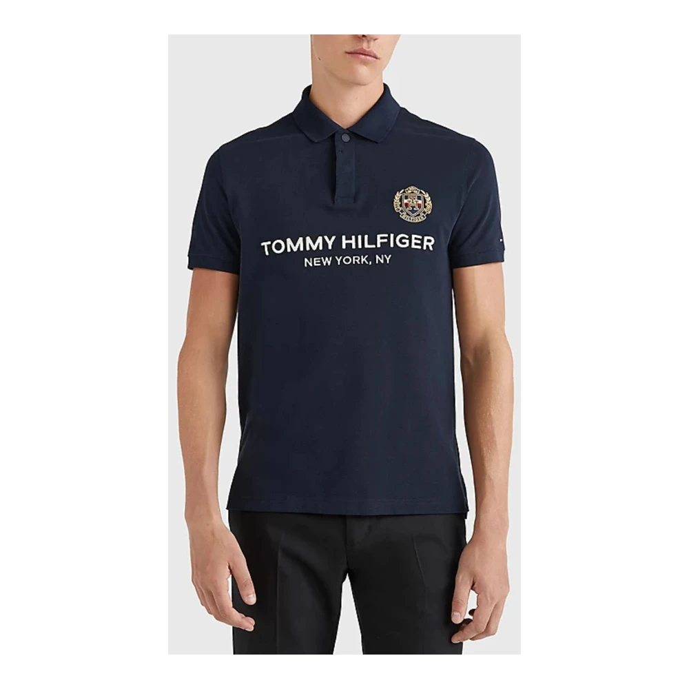 Tommy Hilfiger Icon Crest Logo Slim Poloshirt Blue Heren