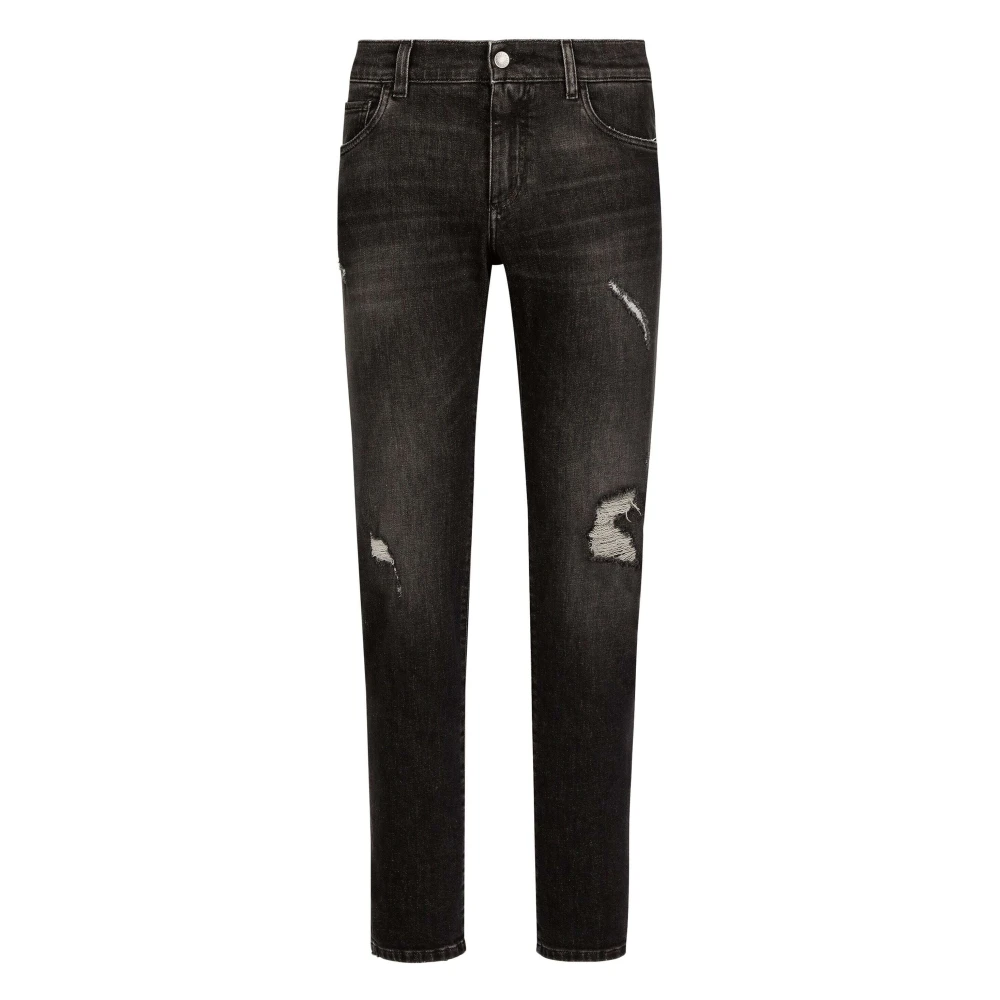 Dolce & Gabbana Versleten Slim Fit Jeans Gray Heren