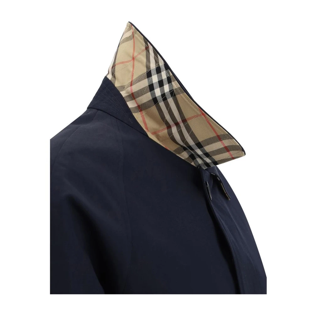 Burberry Klassieke Katoenen Jas met Geruite Voering Blue Heren