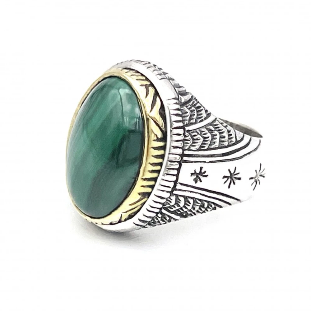 Jalan Jalan 925 Sterling Silver Malakit Ring Multicolor, Unisex