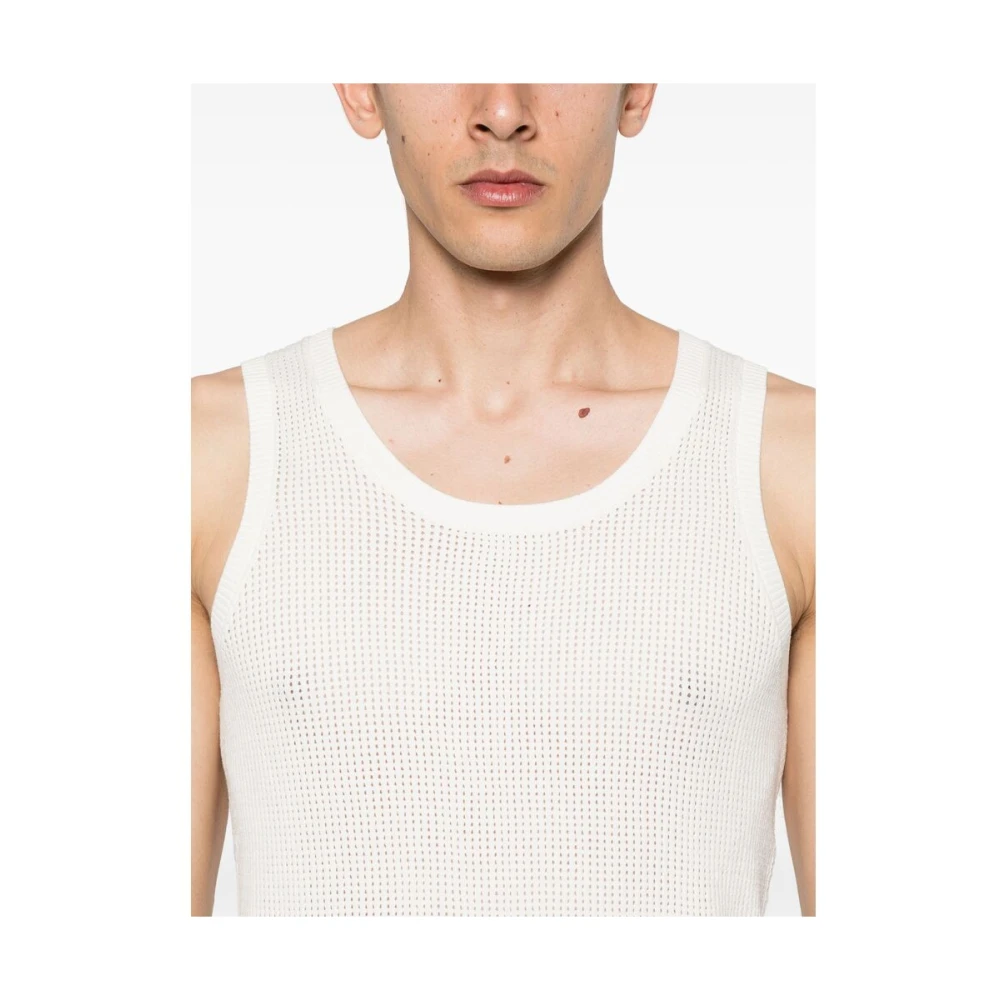 Dries Van Noten Witte Crew Neck Mouwloze T-shirt White Heren