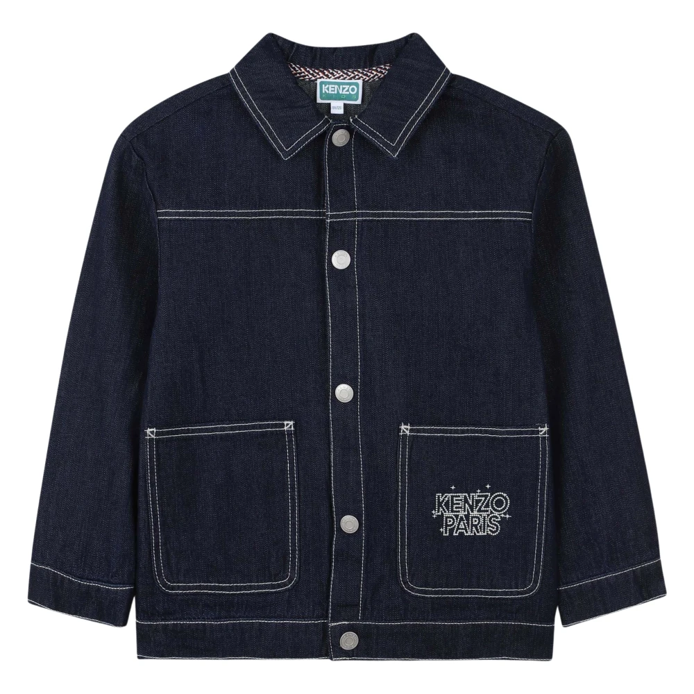 Kenzo Women's Blue Embroidered Tiger Denim Jacket