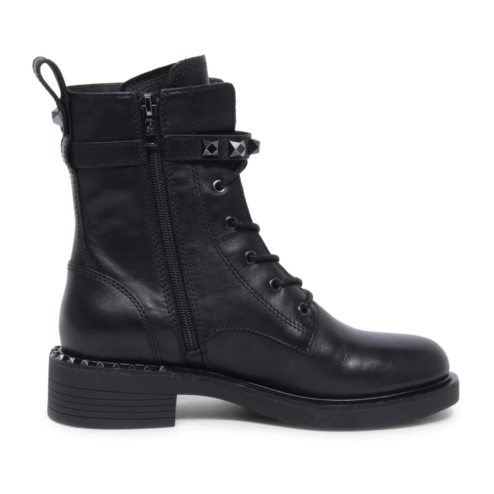 Ash Black Lace-Up Boots, Female, 4 Uk, Anfibio Floyd Studded Wo Boots