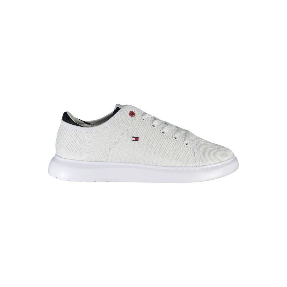 Tommy Hilfiger Men's White Polyester Sneaker With Contrasting Details