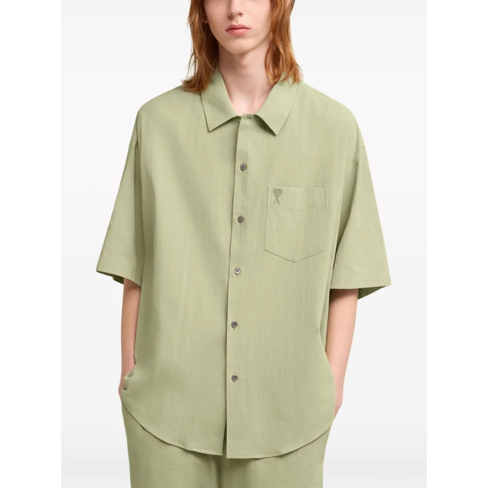 Ami Paris Short Sleeve Shirts Green Heren