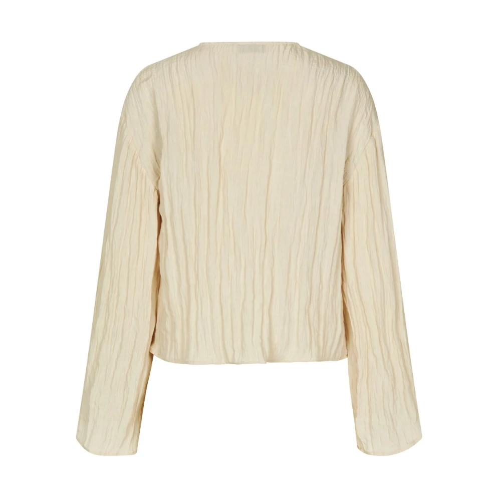 Modström Gestructureerd top met knoopsluiting Beige Dames