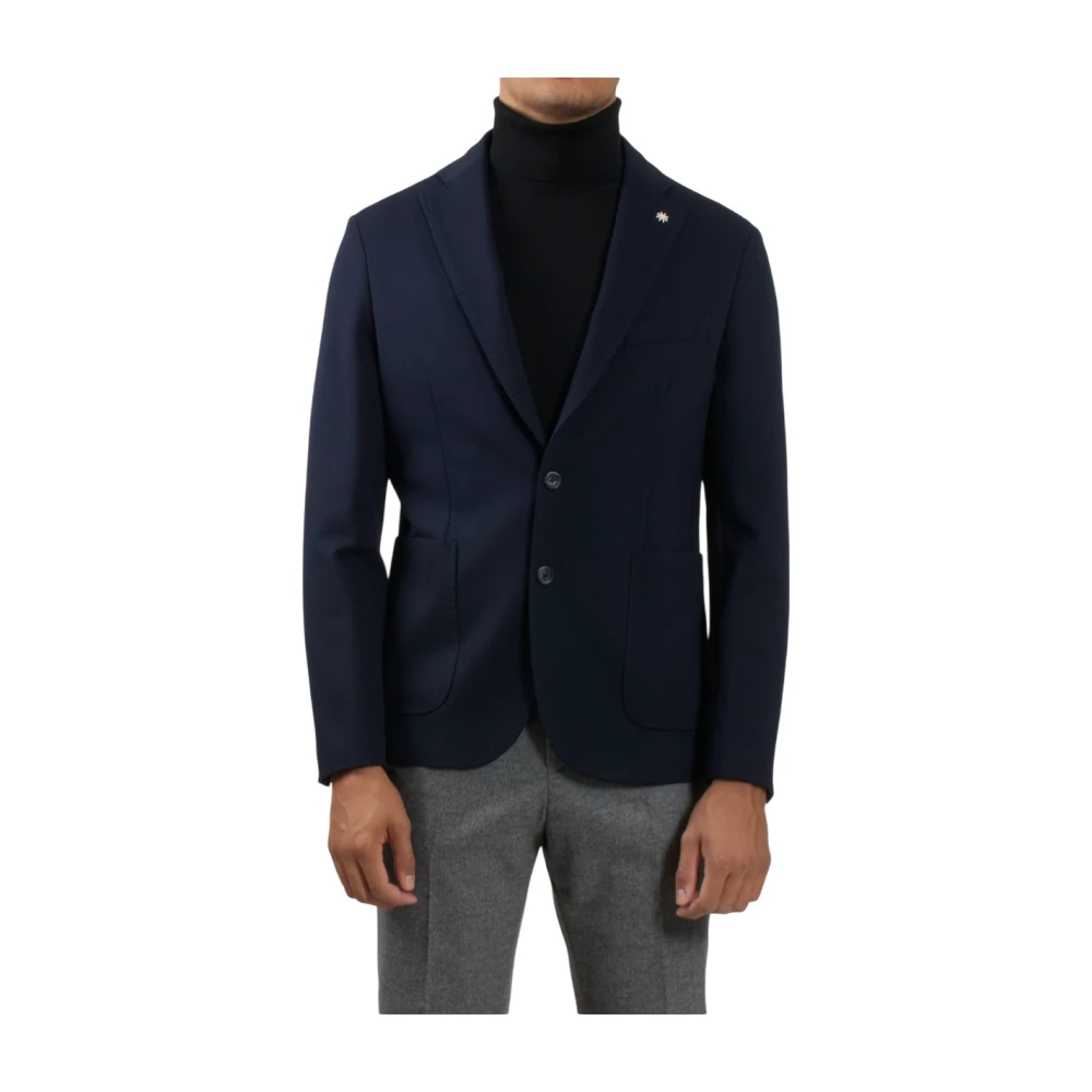 Manuel Ritz Blauwe Cloud Jas Klassiek Reversdetail Blue Heren