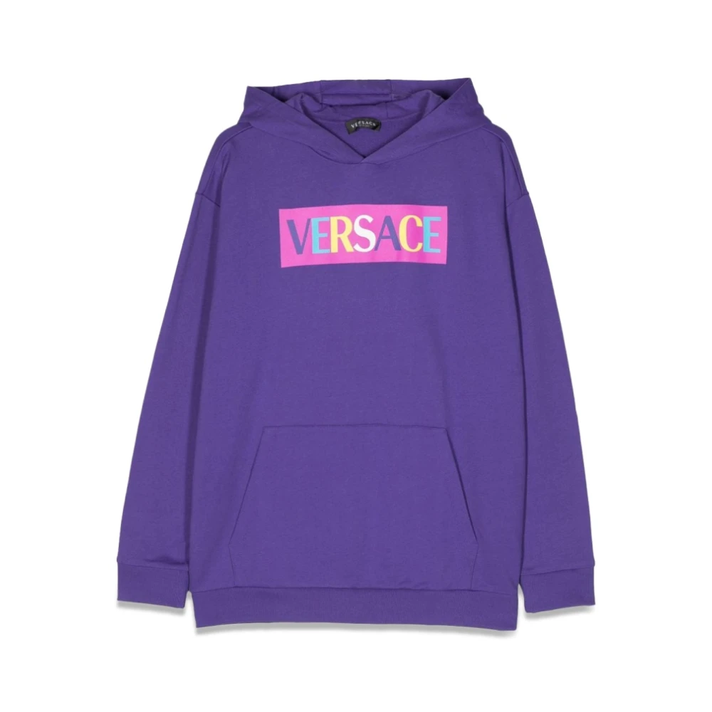 Versace Bomull Logo Hoodie Sweatshirt Purple, Pojke