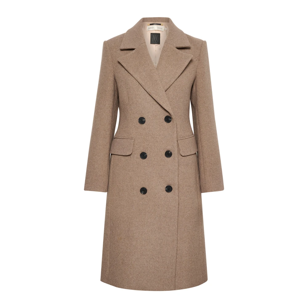 Klassisk Lapel Coat i Sandy Grey Melange