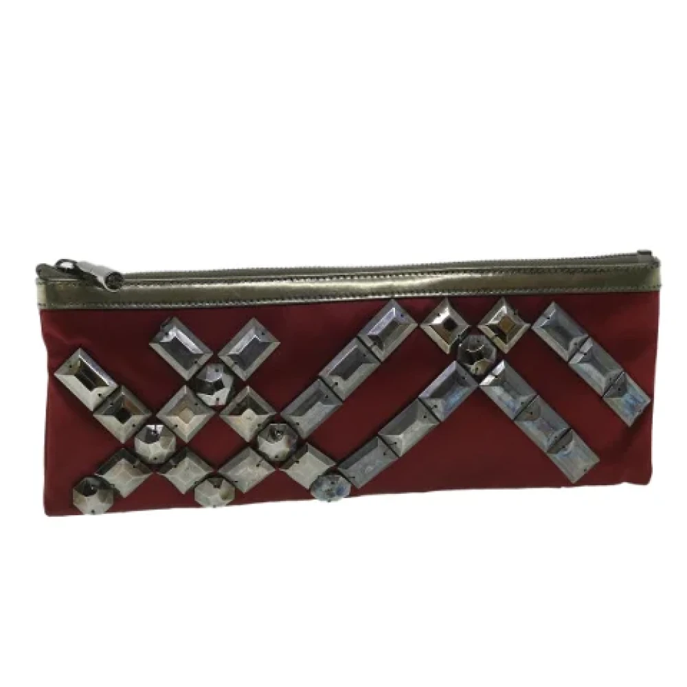 Burberry Vintage Pre-owned Satin clutches Red Dames