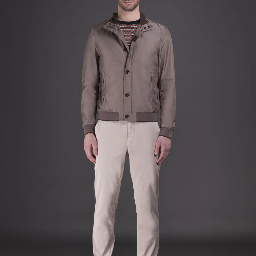 Moorer Iridescent Taffeta Bomber Jacket Brown Heren