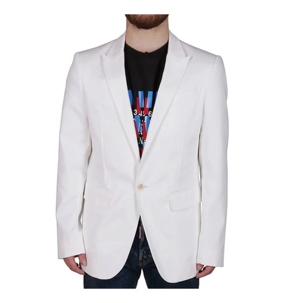 Dsquared2 Katoenen Blazer met Knoopsluiting White Heren