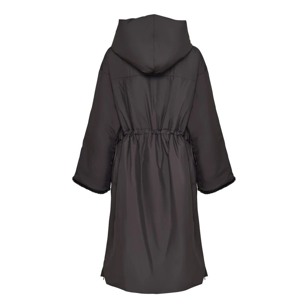 Cesare Gaspari Oversized gewatteerde jas met capuchon en nepbont manchetten Grijs Gray Dames