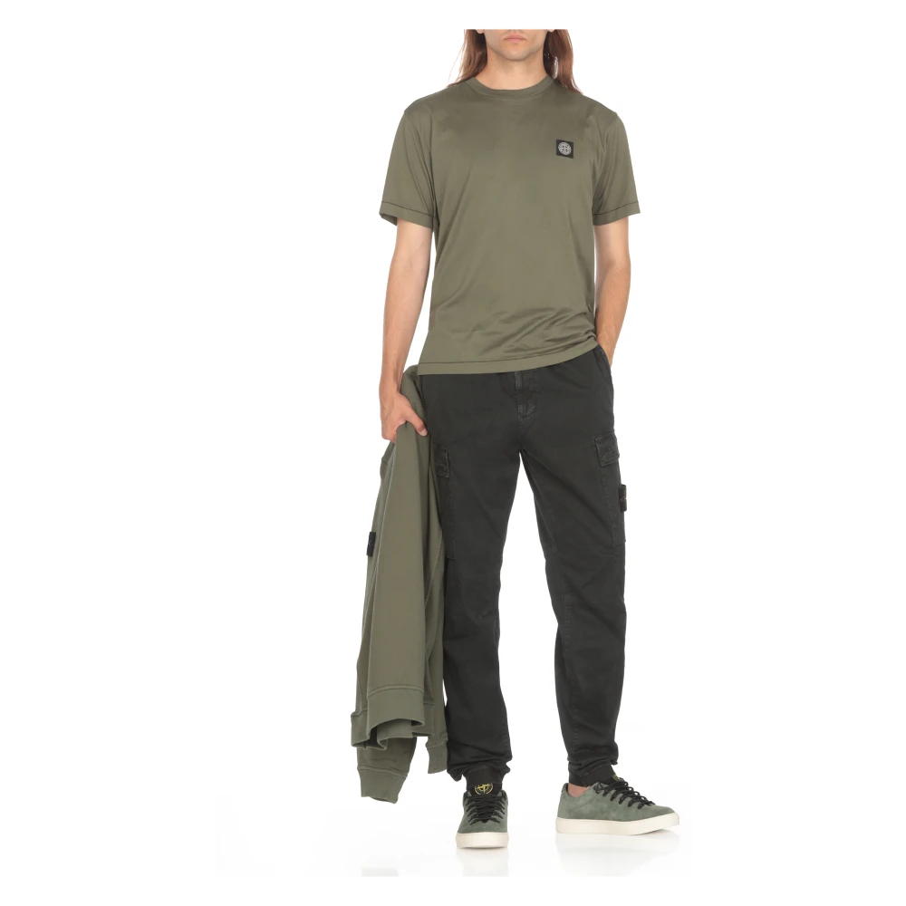 Stone Island Groen Katoenen T-shirt met Logo Green Heren