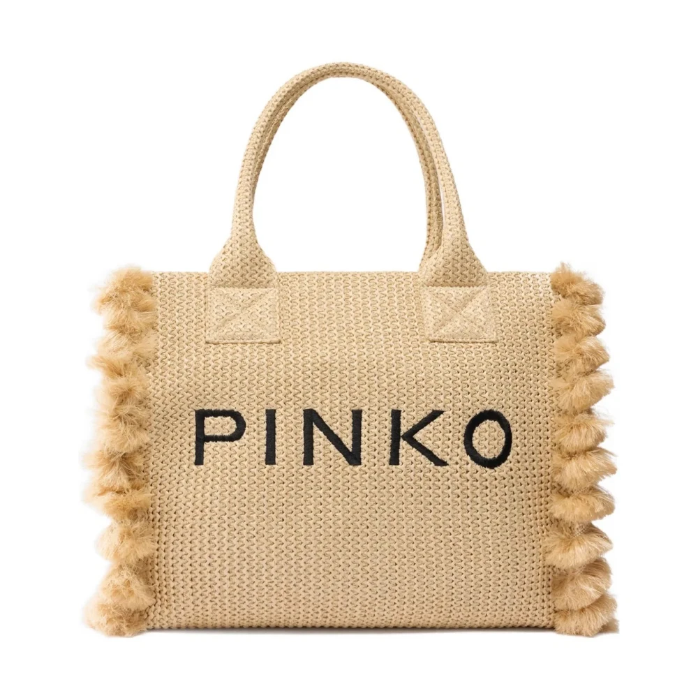 Pinko Women's Beige Beach Shopper Rafia - Shopping Bags - One Size - Bags