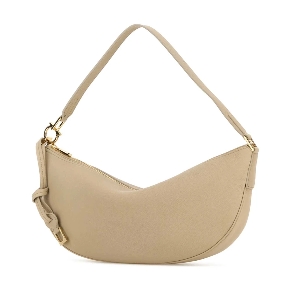 Salvatore Ferragamo Leren Schoudertas Beige Dames