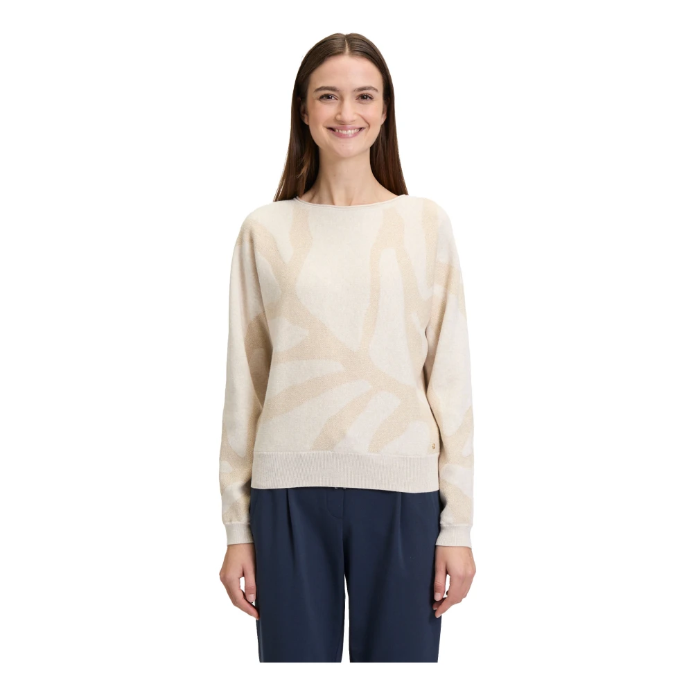 Betty & Co Gebreide trui met Lurex-draad Beige Dames