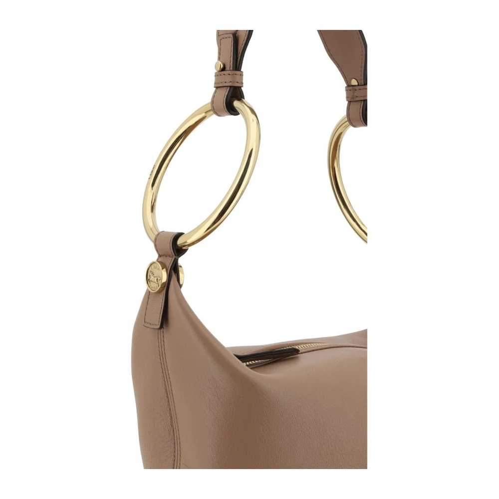 Chloé Leren schoudertas met messing accenten Beige Dames