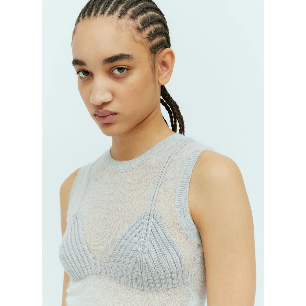 Diesel Gebreide tanktop met bralet-paneel Gray Dames