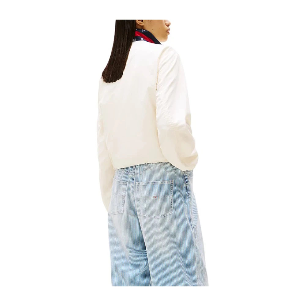 Tommy Hilfiger Nylon Casual Jack met Trechter Kraag White Dames