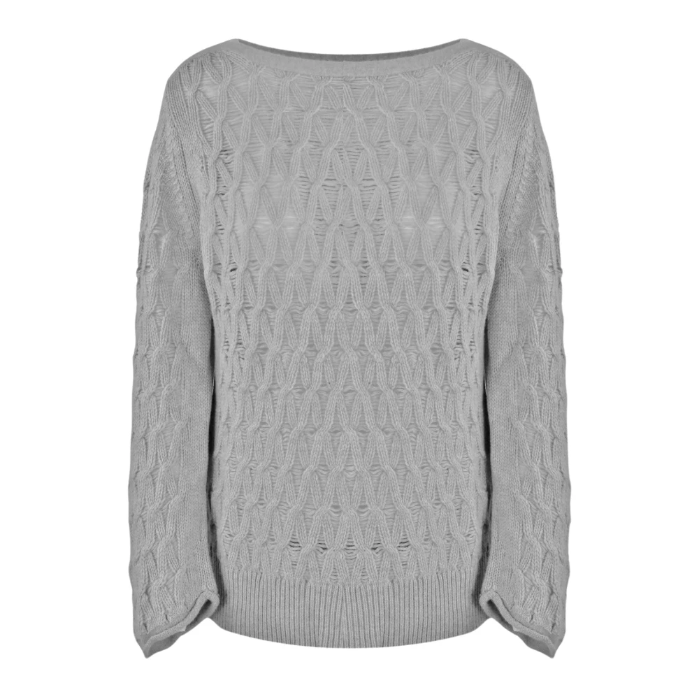 Malo Cashmere Boatneck Sweater Gray Dames