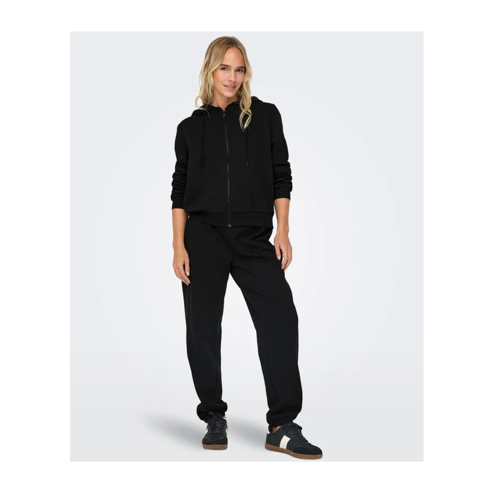 Only Hoodie met rits en lange mouwen Black Dames